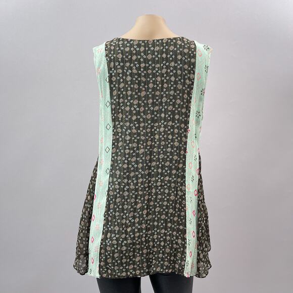 Verb Pallavi Singhee Top Women S Blue Multicolor Sleeveless Beaded Boho Metallic - Picture 5 of 11